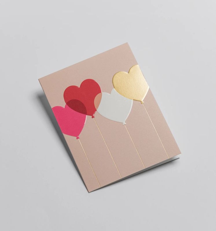 Mini Card Floating Heart Balloons