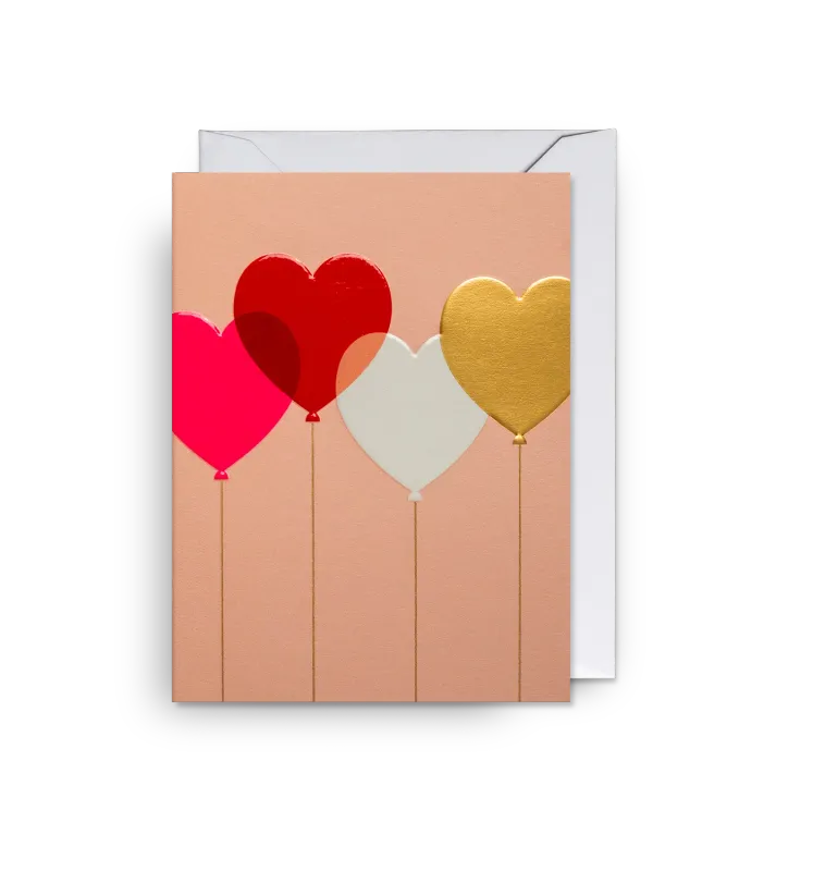 Mini Card Floating Heart Balloons