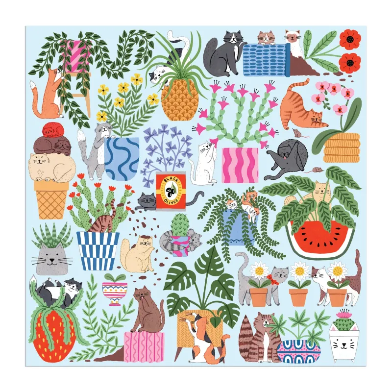 500 Piece Puzzle Cats in the Houseplants