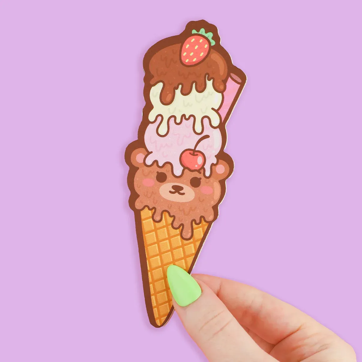 Ice Cream Cone Bear Bookmark