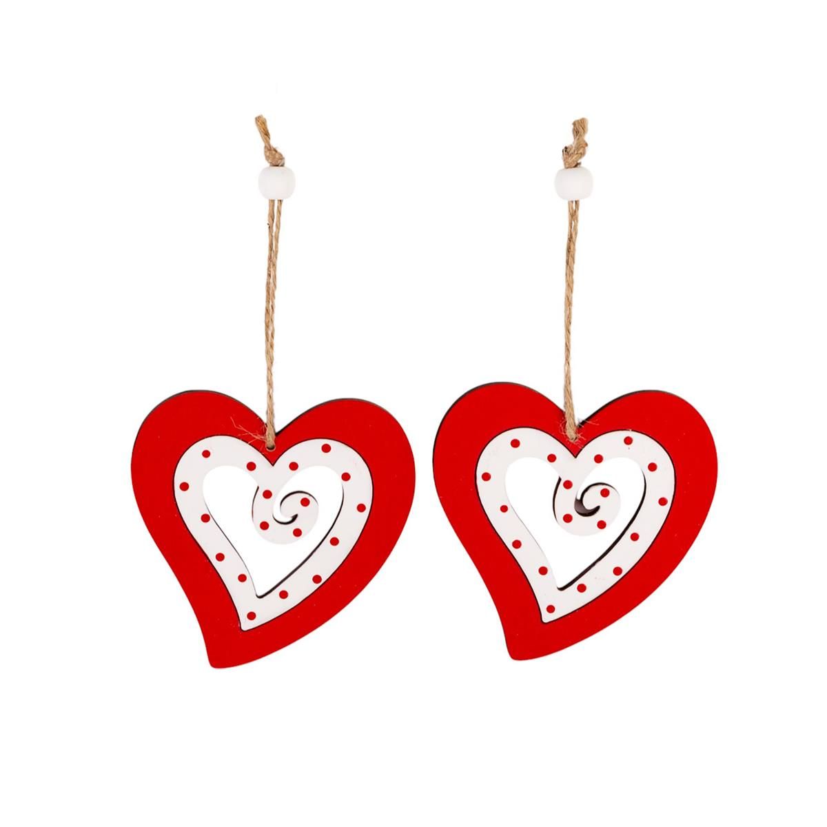 2pk Wood Heart Shape Hanging Decor
