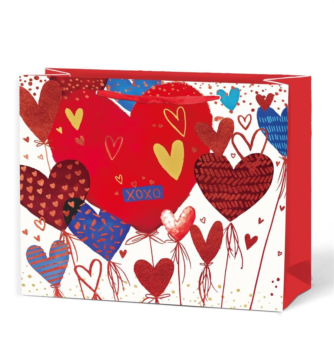 Large Horizontal Gift Bag Heart Balloons