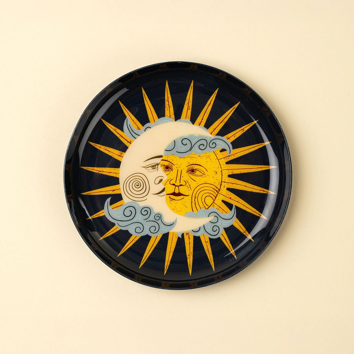 Sun and Moon Enamel Tray