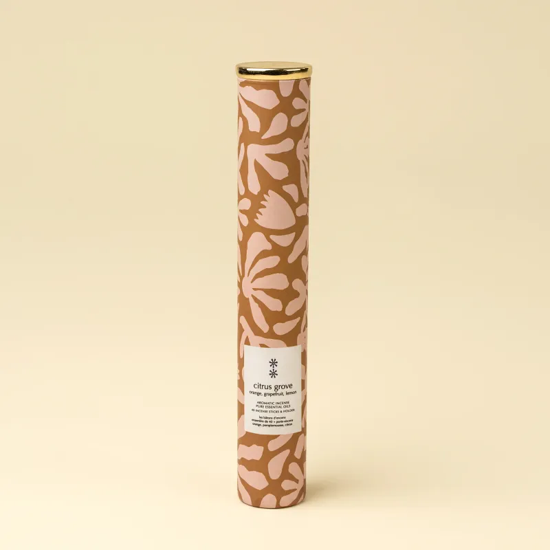 Citrus Grove Incense Set/30 Sticks + Holder