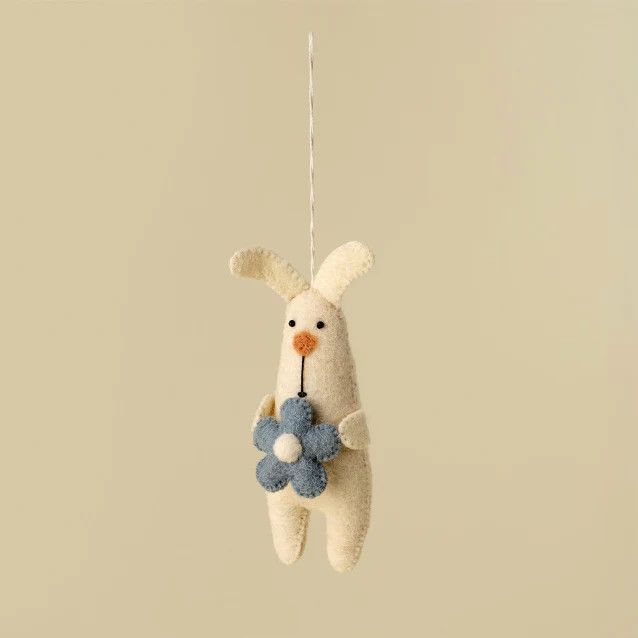 Blossom Bunny Felt Ornament Blue