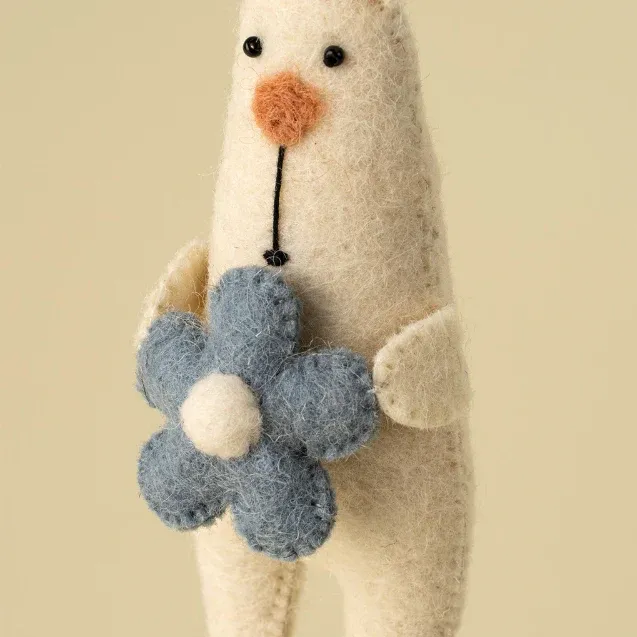 Blossom Bunny Felt Ornament Blue