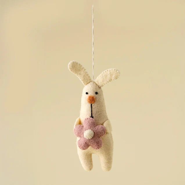 Blossom Bunny Felt Ornament Pink