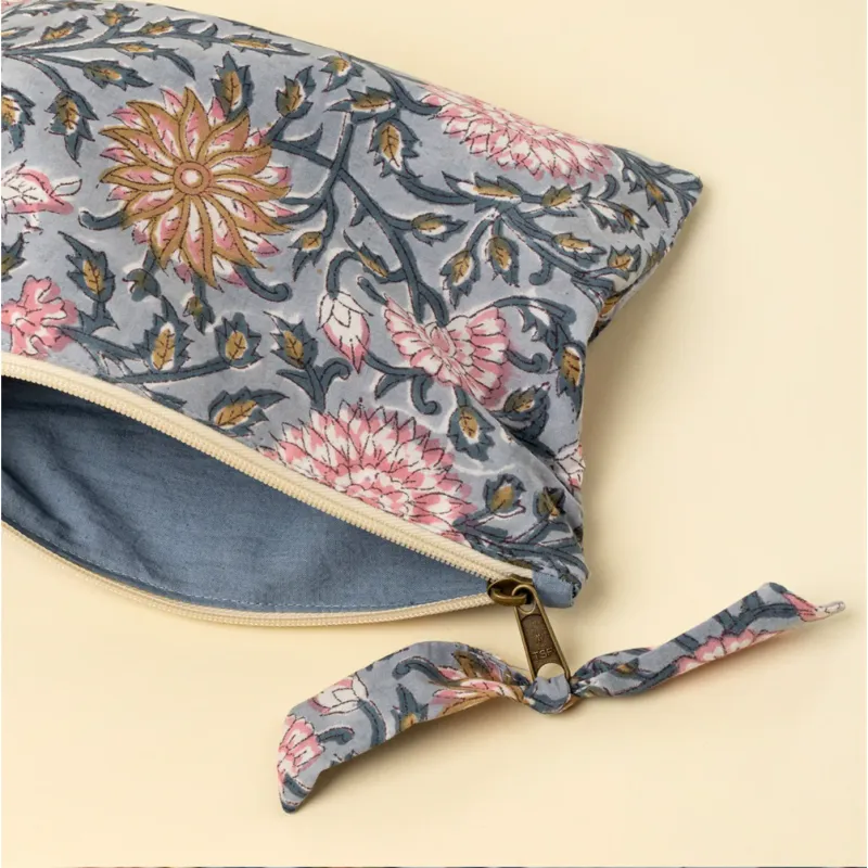 Block Print Pouch Blue