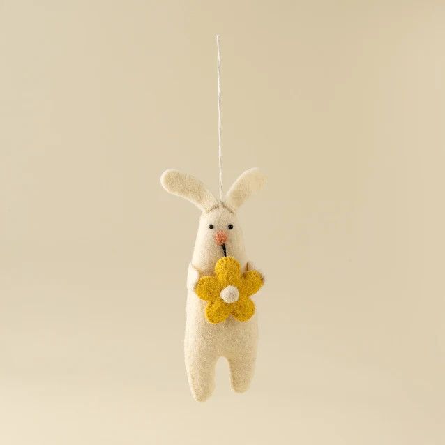 Blossom Bunny Felt Ornament Yellow