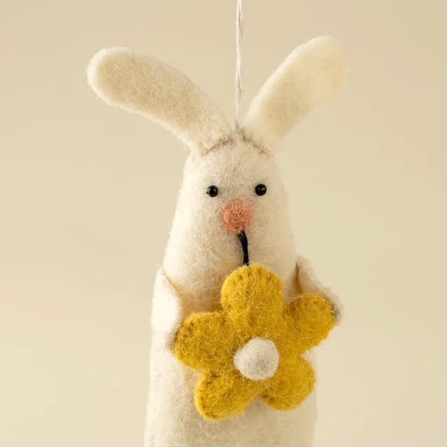 Blossom Bunny Felt Ornament Yellow