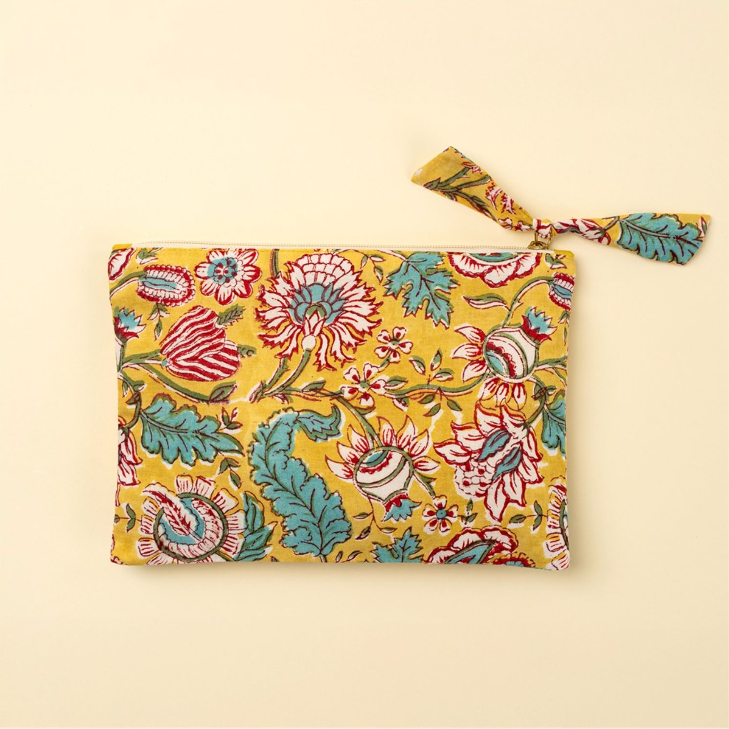 Block Print Pouch Yellow