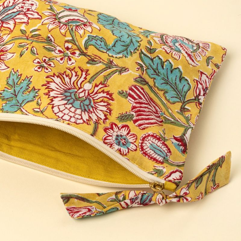 Block Print Pouch Yellow