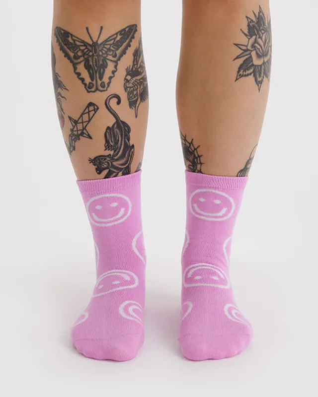 Crew Sock Pink Happy