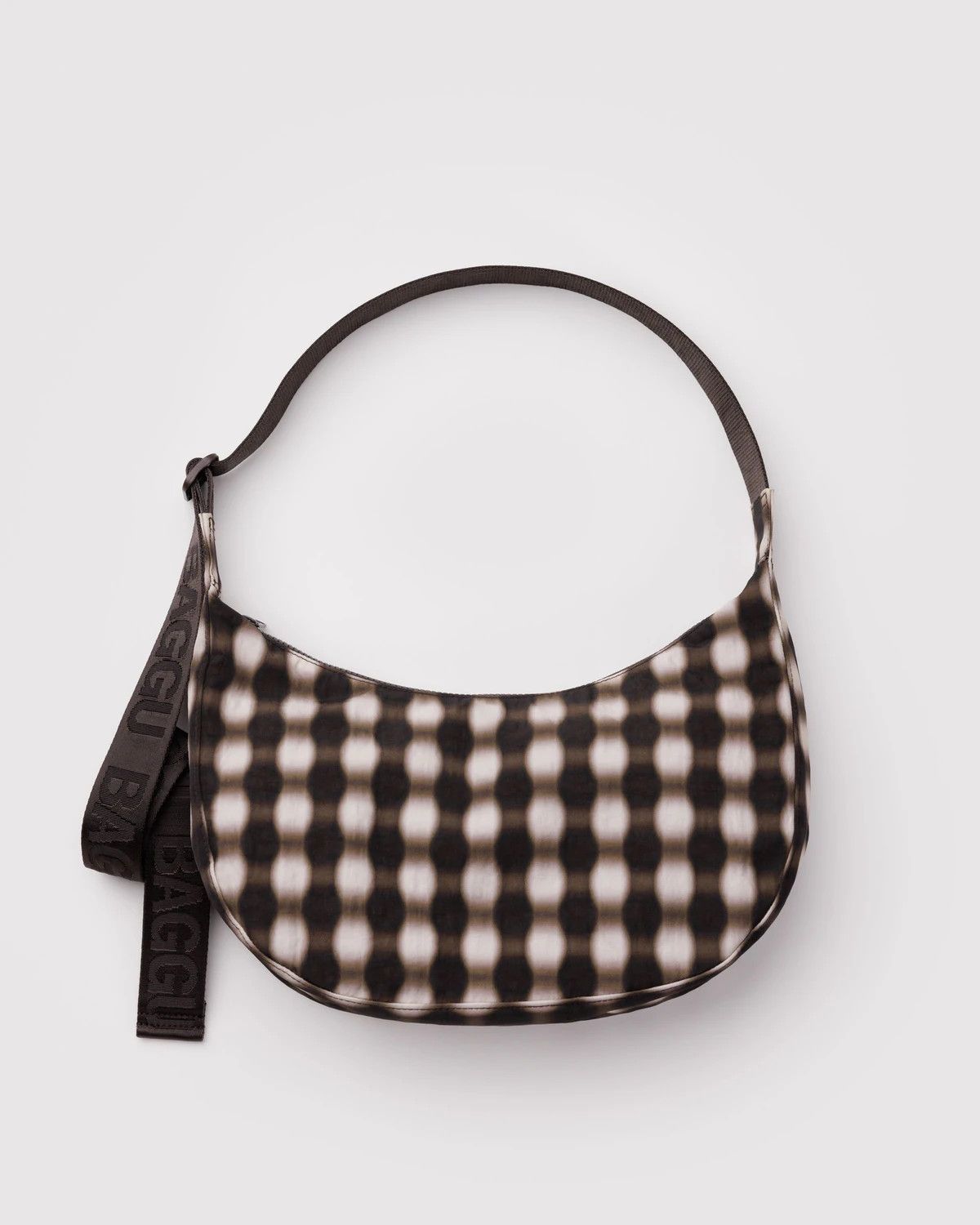 Medium Nylon Crescent Bag Blurred Gingham