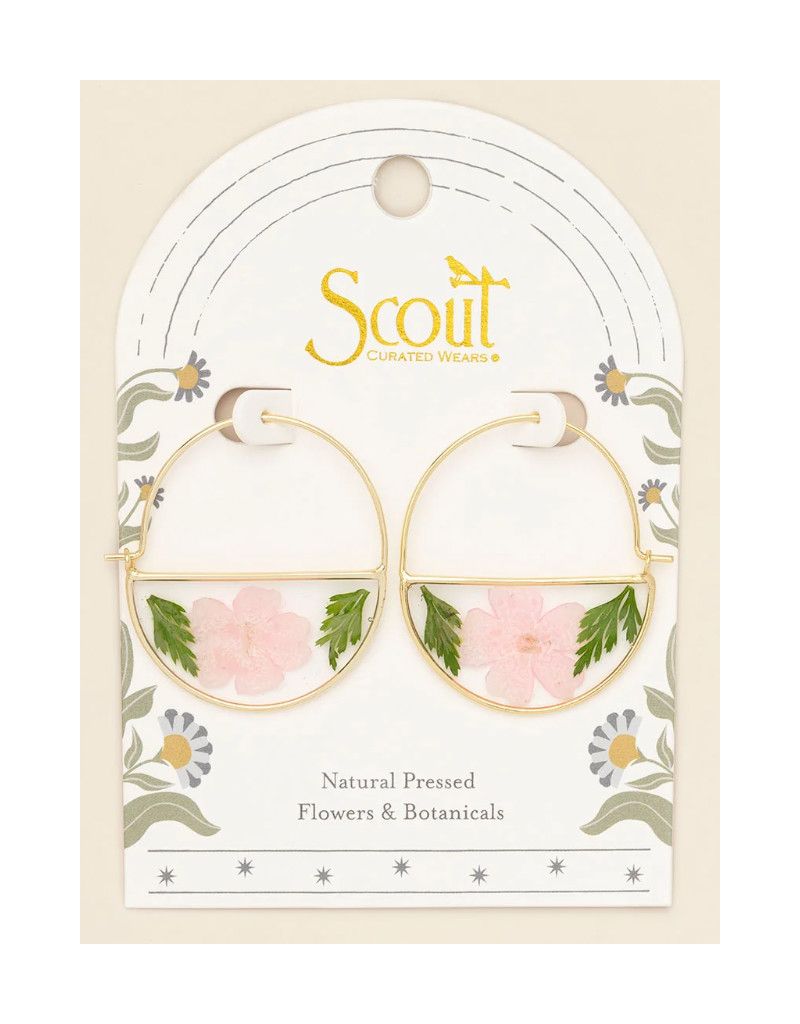 Pressed Flower Hoop Earring Cherry Blossom