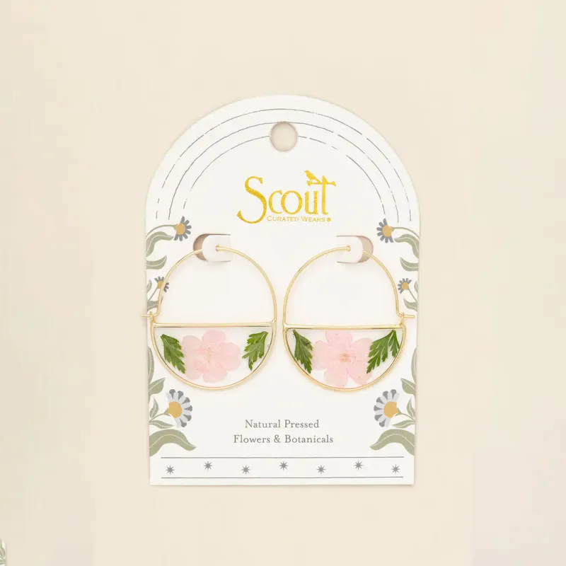 Pressed Flower Hoop Earring Cherry Blossom