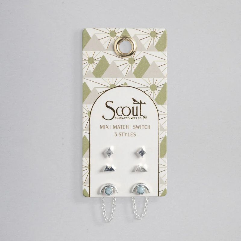 Studio Trio Ear Jacket Set Mountain Blue Howlite/Silver