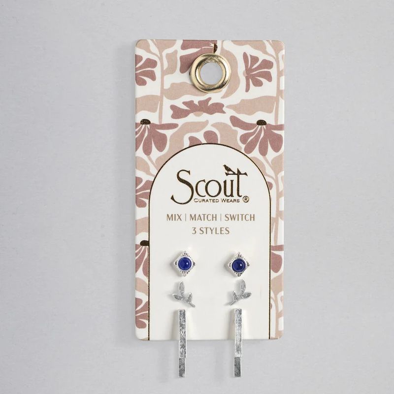 Studio Trio Ear Jacket Set Mountain Leaf Lapis/Silver