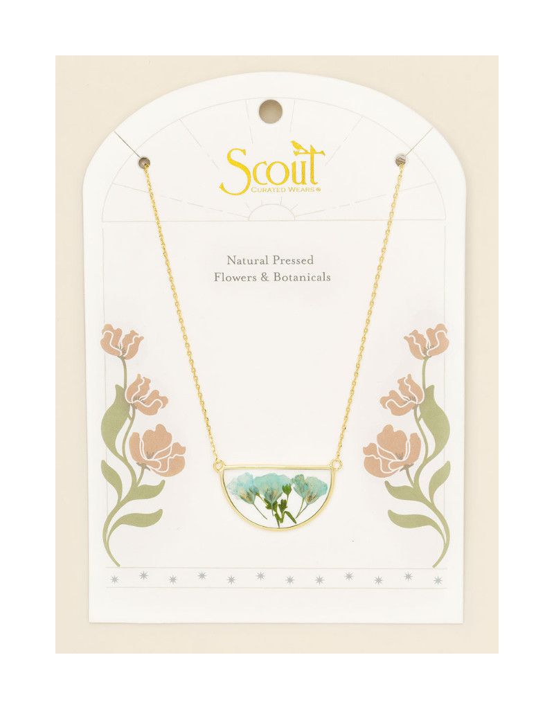 Pressed Flower Necklace Blue Baby's Breath