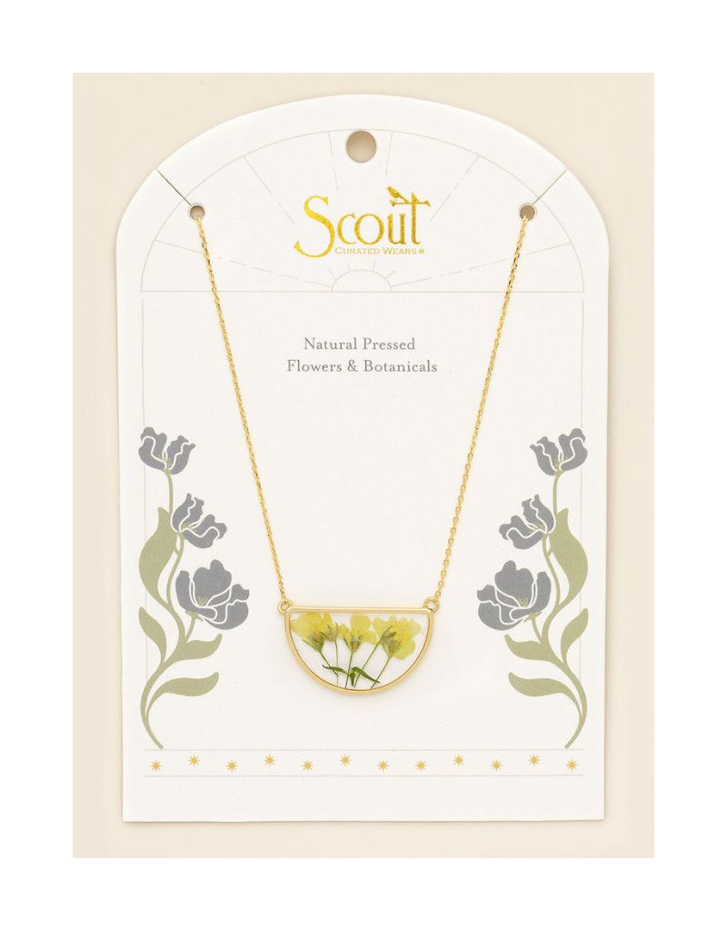 Pressed Flower Necklace Yellow Baby's Breath