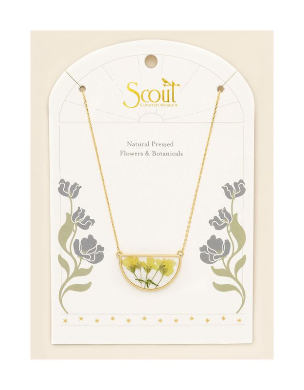 Pressed Flower Necklace Yellow Baby's Breath