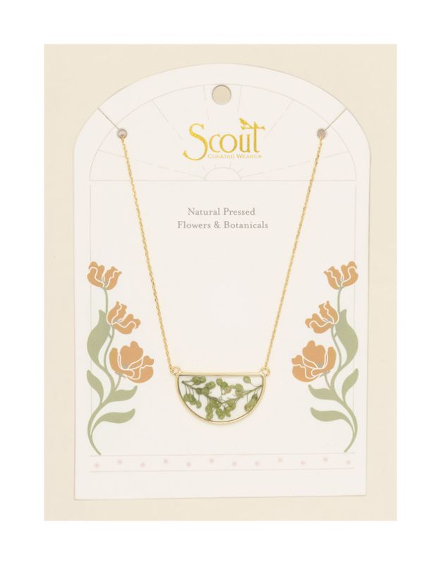 Pressed Flower Necklace Green Peppergrass