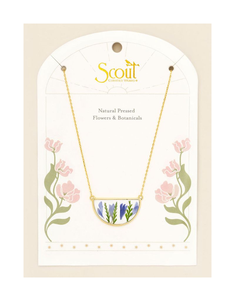 Pressed Flower Necklace Purple Cornflower