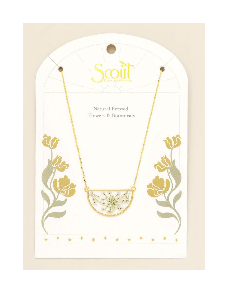 Pressed Flower Necklace White Lace