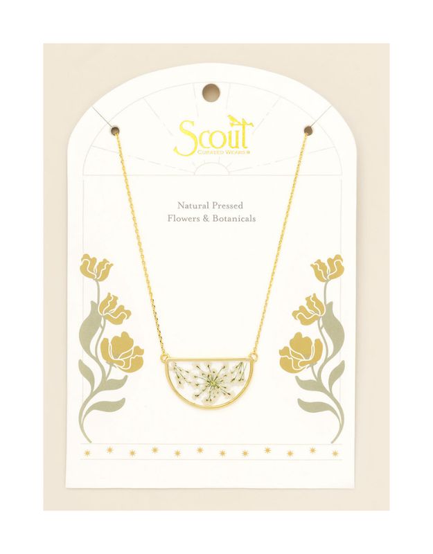 Pressed Flower Necklace White Lace
