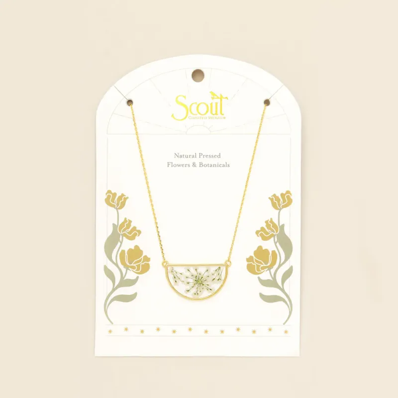 Pressed Flower Necklace White Lace