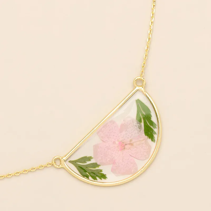 Pressed Flower Necklace Cherry Blossom