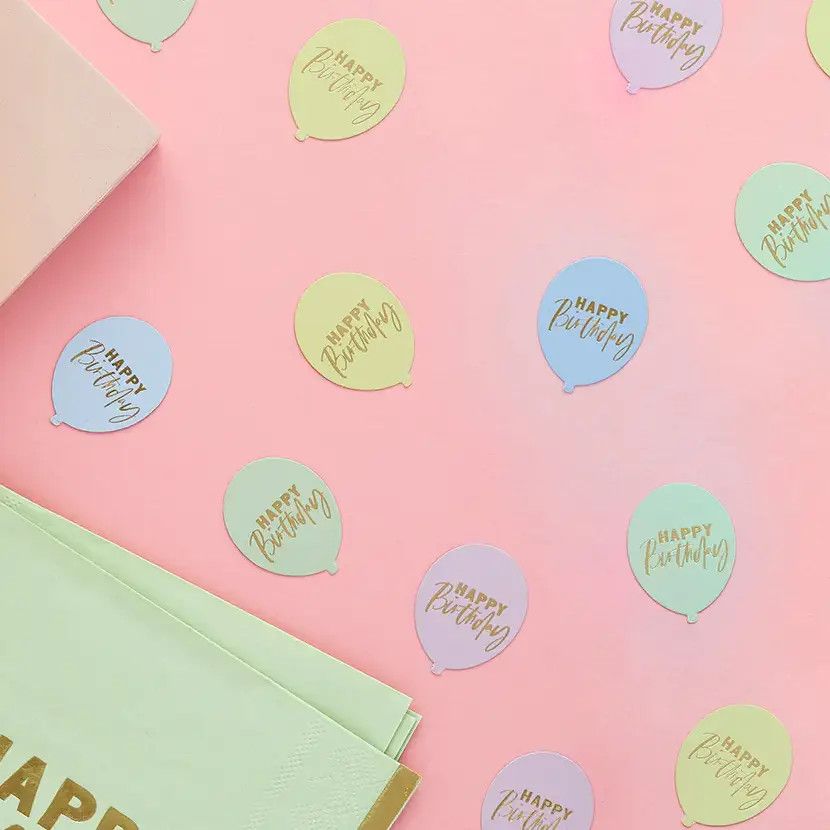 Pastel "Happy Birthday" Balloon Table Scatter