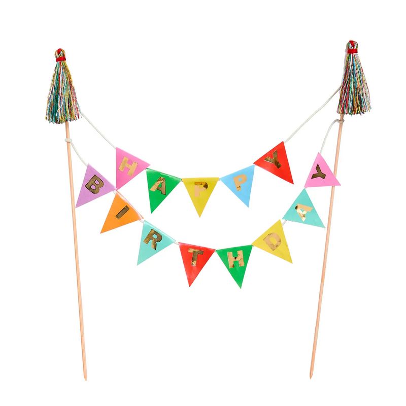 Happy Birthday Bunting Card Cake Topper &amp; Thread