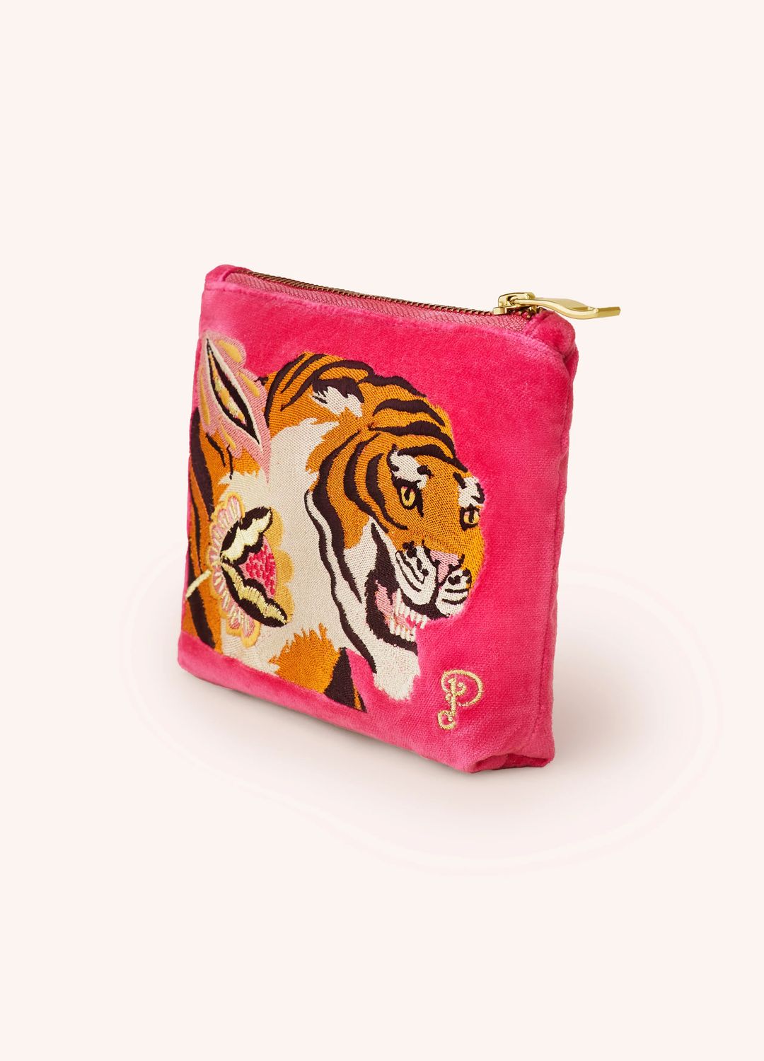 Velvet Mini Zip Pouch Thrill of The Tiger