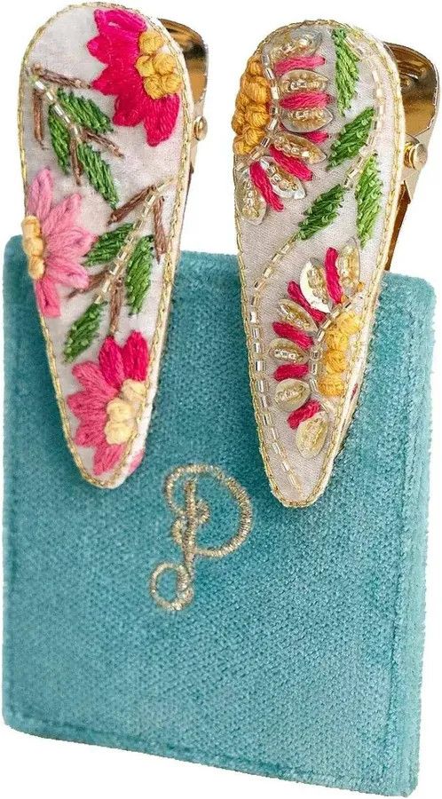 Jewelled Hair Clips Set of 2 Cream Flora