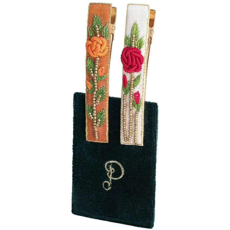 Jewelled Hair Bar Clips Set of 2 Spring Garden
