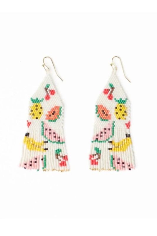 Delilah Poppies Beaded Fringe Earrings Fruit