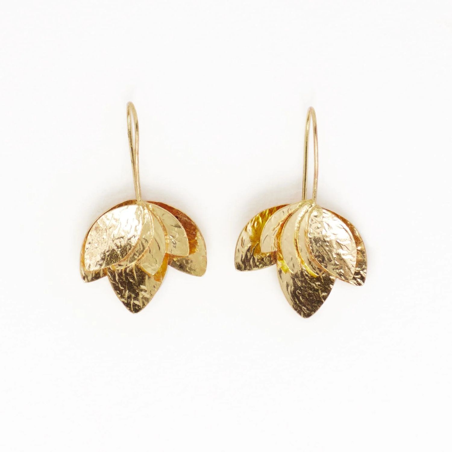Sasha Layered Flower Threader Earrings Brass