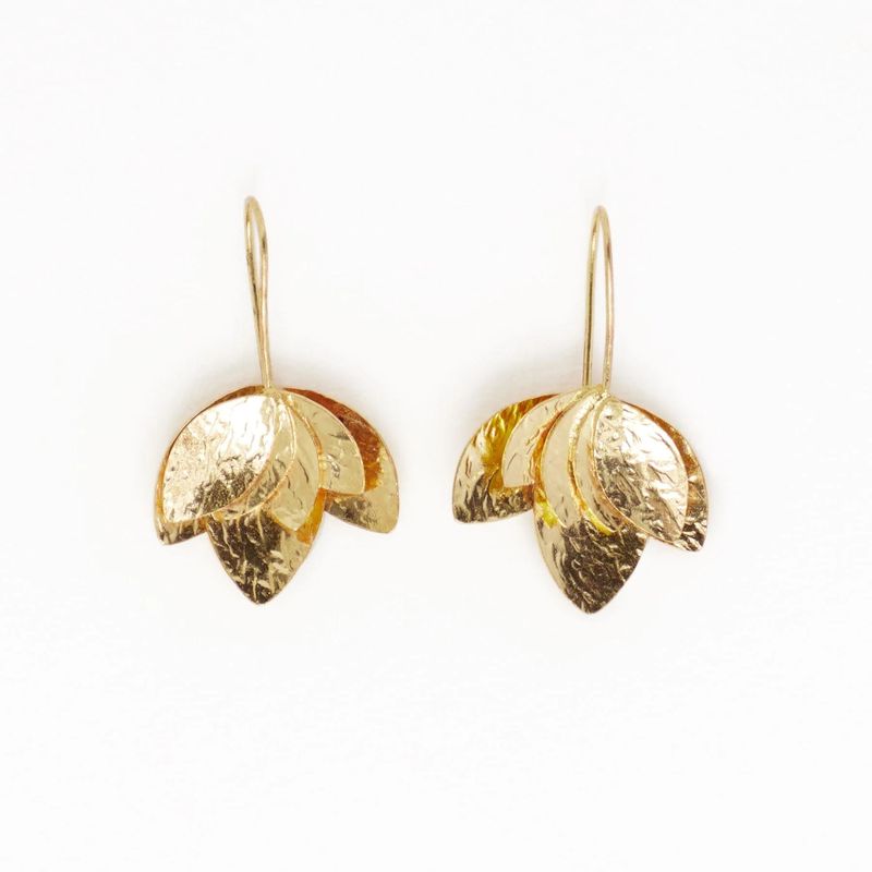 Sasha Layered Flower Threader Earrings Brass