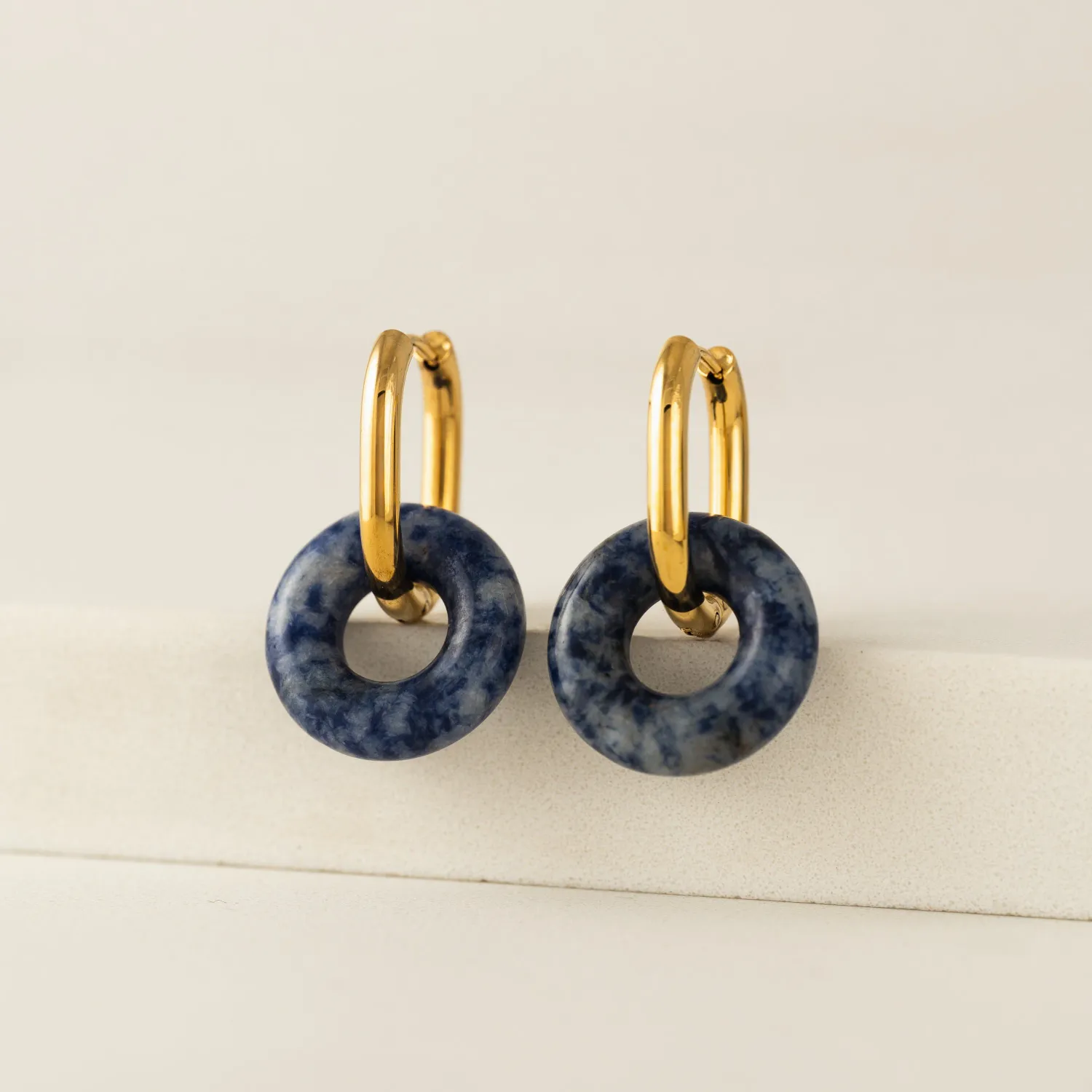 Thames Hoop Blue Waterproof Earrings