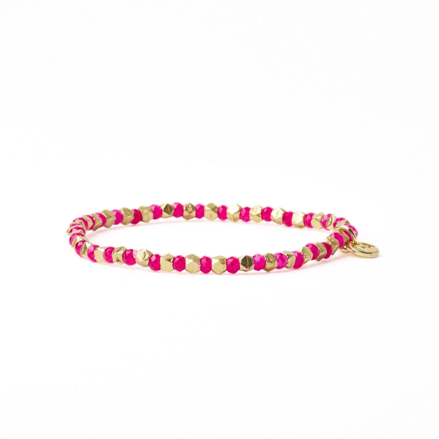 Louise Crystal Stretch Bracelet Hot Pink + Gold