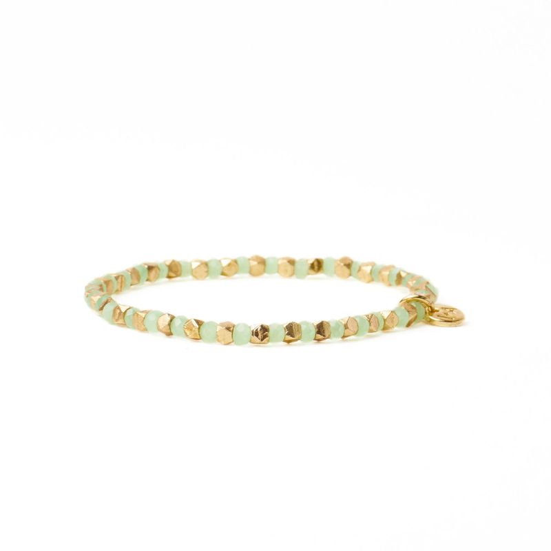 Louise Crystal Stretch Bracelet Mint + Gold