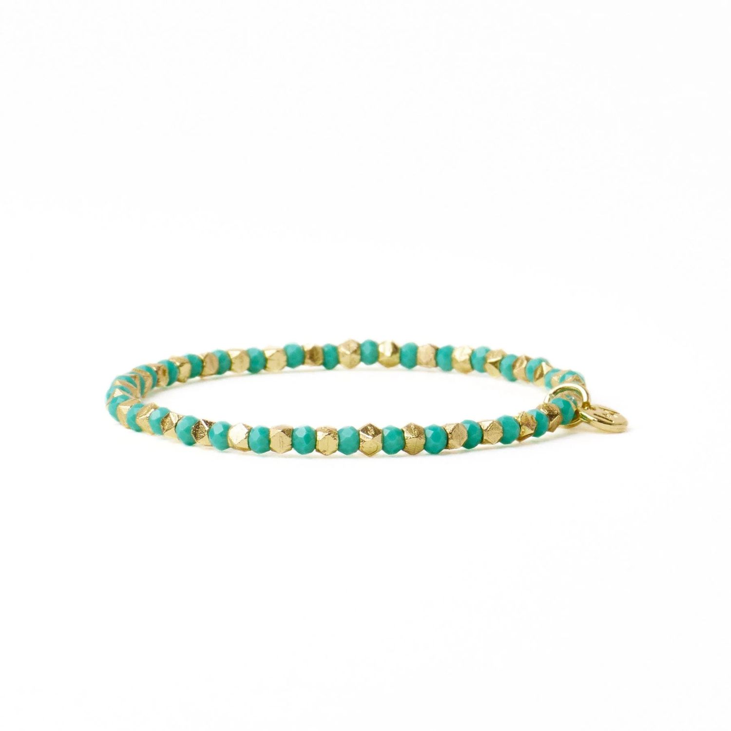 Louise Crystal Stretch Bracelet Teal + Gold
