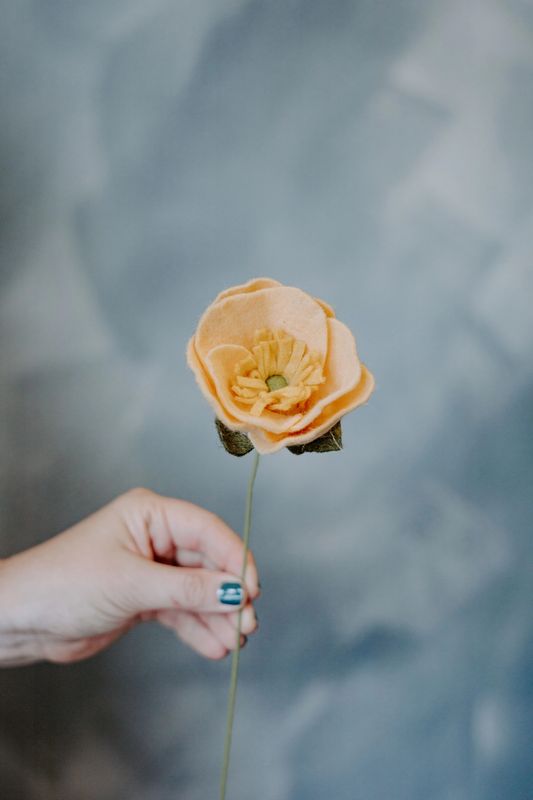 Felt Icelandic Poppy Flower Peach