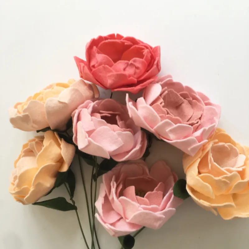 Peony Felt Flowers Pink
