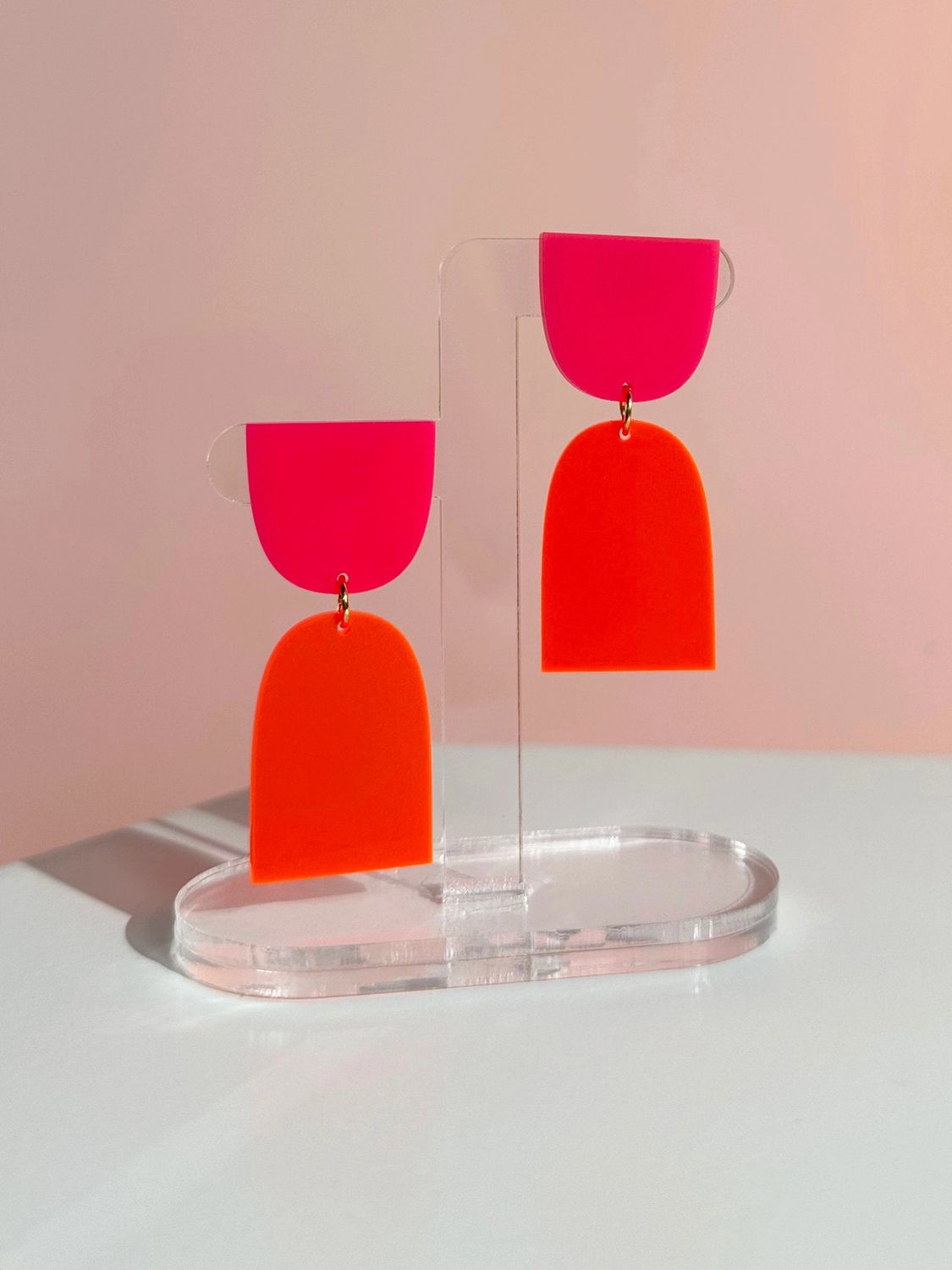 Cinch Earrings Hot Pink Neon Orange