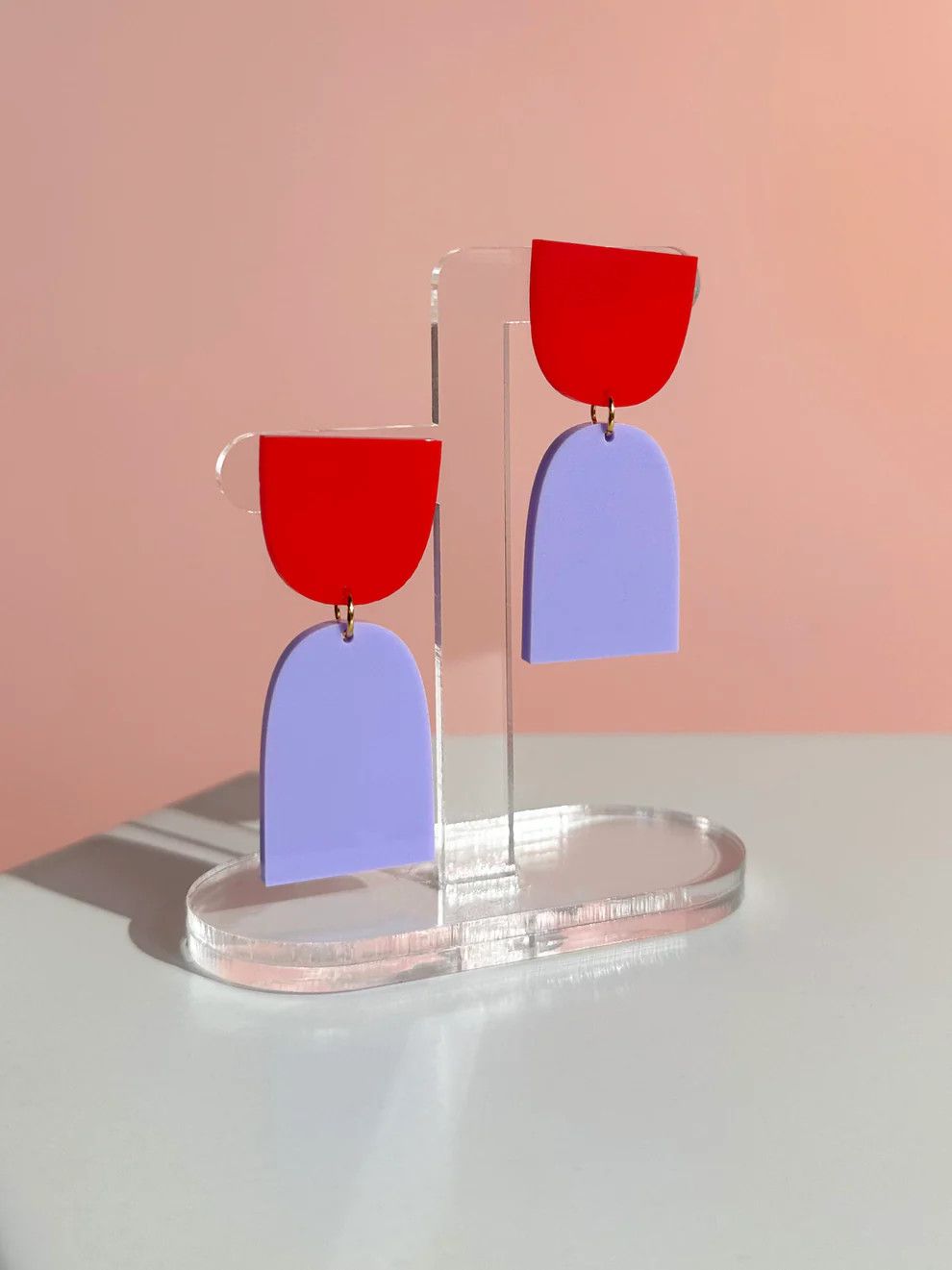 Cinch Earrings Red Pastel Lilac