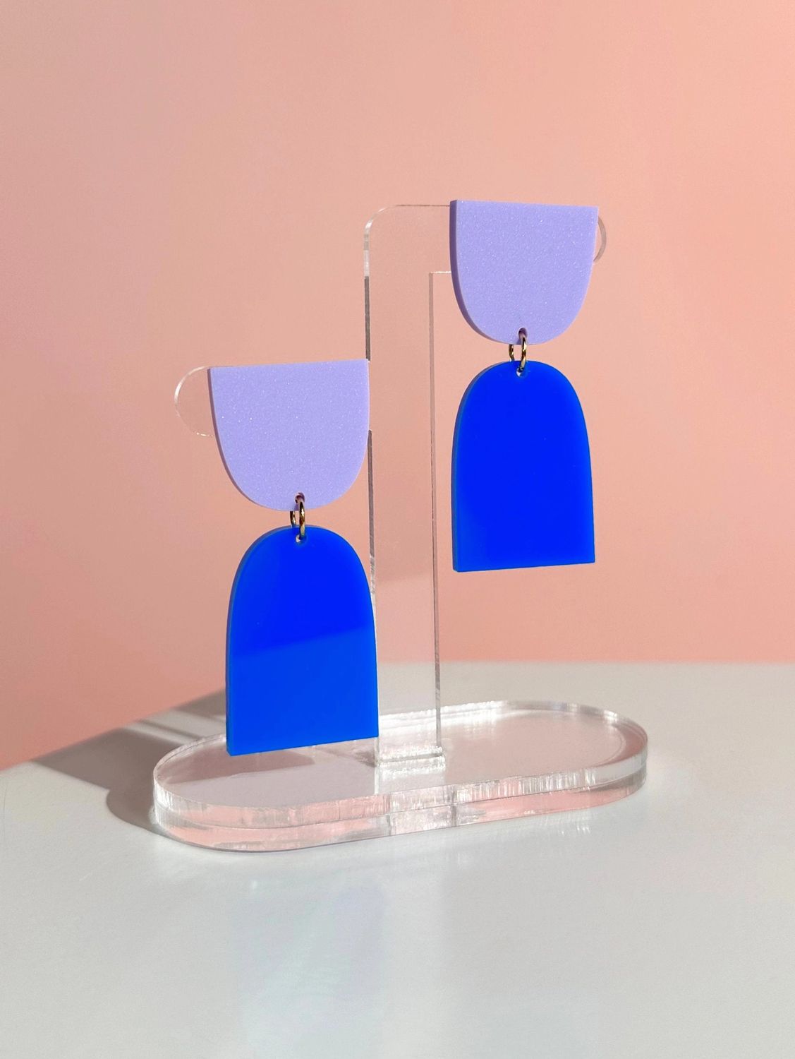 Cinch Earrings Pastel Lilac Cobalt Blue