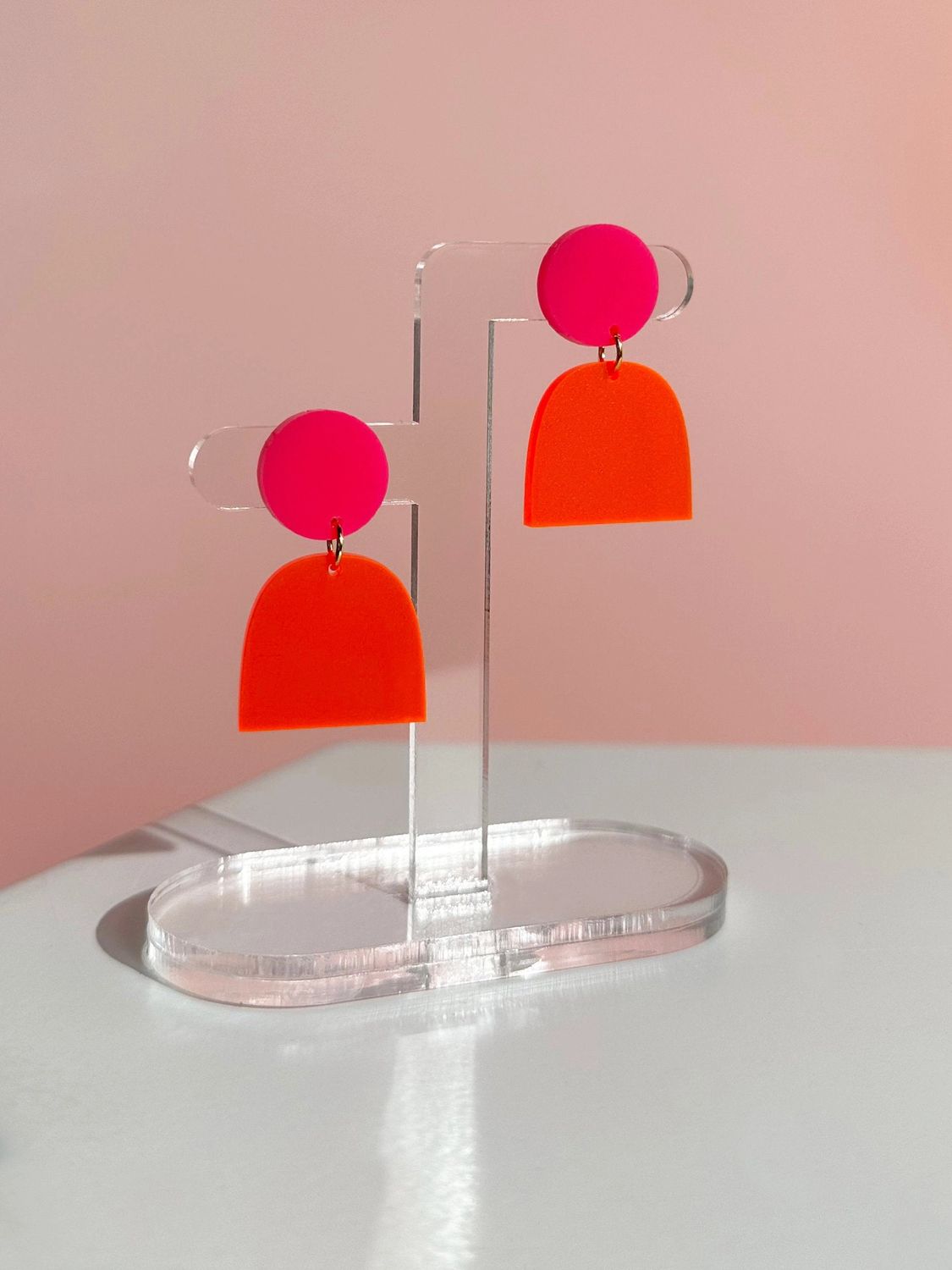 Lad Earrings Hot Pink Orange