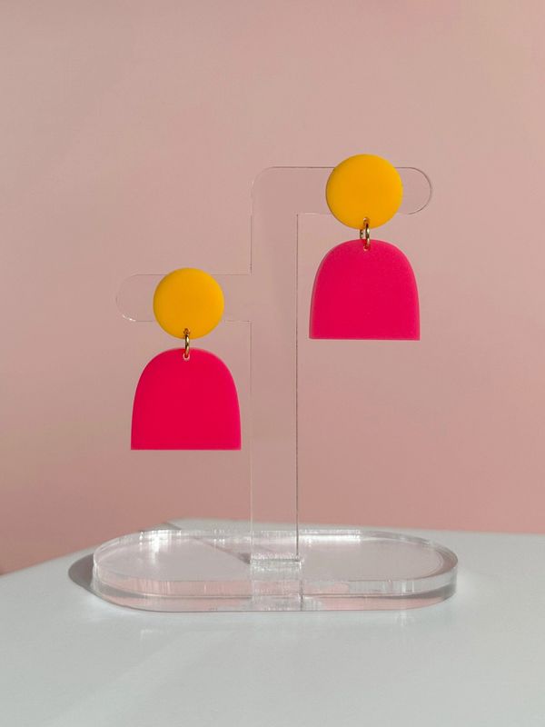 Lad Earrings Mango Orange Hot Pink